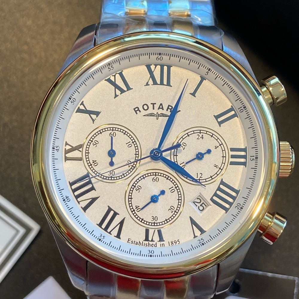 Men’s Rotary watch, Switzerland, new in box, silver stainless steel